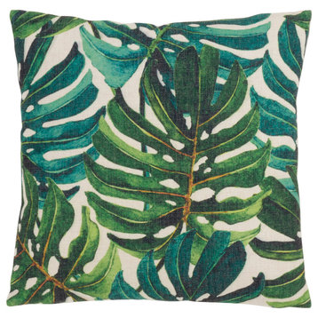 Tropical Throw Pillow With Banana Leaf Print