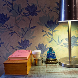 Metaphor | Close-up of night table top in distressed wood finish - Nightstands And Bedside Tables
