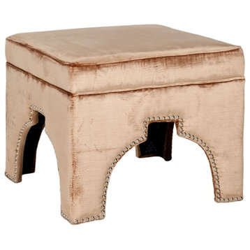 Cary Ottoman Silver Nail Heads Mink Brown