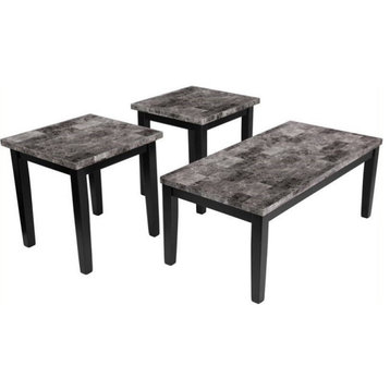 Bowery Hill 3 Piece Occasional Table Set in Black
