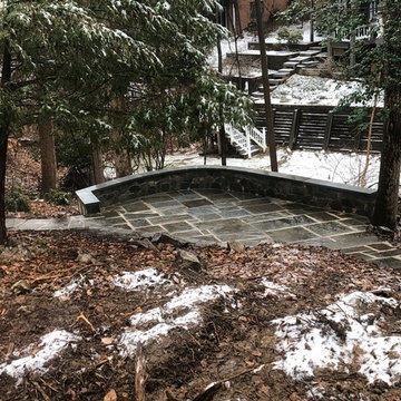 Two Level Flagstone Patio with Field Stone Walls in Chevy Chase, DC
