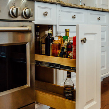 White Kitchen with Blue China Hutch