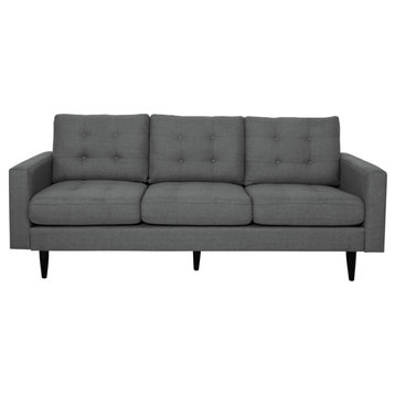 Darcy Contemporary Tufted Fabric 3 Seater Sofa, Dark Gray/Dark Brown