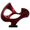 Abstract Mask Handmade Resin Sculpture with Base, Red/White