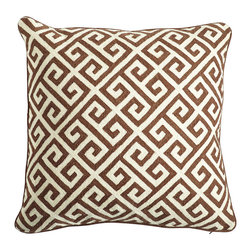 GREEK KEY PILLOW COVER &ndash; CHOCOLATE - NEW - Decorative Pillows