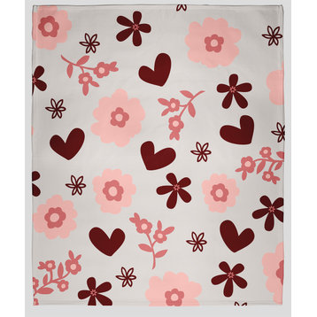 30x40" Flowery Love Valentine's Throw Blanket, Gray