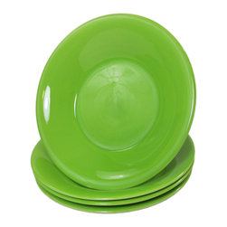 Le Souk Ceramique - Stoneware Salad/Pasta Bowls, Set of 4, Green - Serving And Salad Bowls