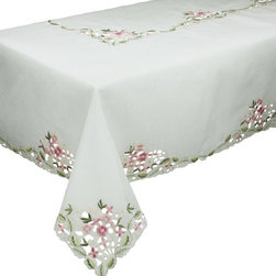 Xia Home Fashions - Fairy Garden Sheer Embroidered Cutwork Tablecloth - Tablecloths