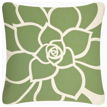 Bloom Organic Cotton Floral Throw Pillow Cover, Apple Green