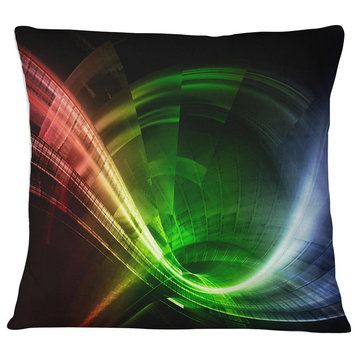 Fractal 3D Colorful Tunnel Contemporary Throw Pillow, 18"x18"