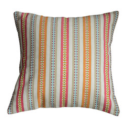 KH Window Fashions, Inc. - Textured Stripe Decorative Pillow, Pink/Orange/Light Blue/Tan, Without Insert - Decorative Pillows