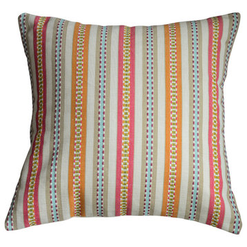 Textured Stripe Decorative Pillow, Pink/Orange/Light Blue/Tan, Without Insert
