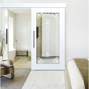 Mahogany Sliding Barn Door With Mirror Insert Transitional Interior Doors By Glass Door Us Houzz