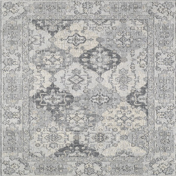 Totti Mosaic Oriental Rug, Gray/Dark Gray, 5'x7'
