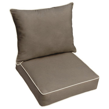 Sunbrella Canvas Taupe Outdoor Deep Seating Pillow and Cushion Set, 23x25