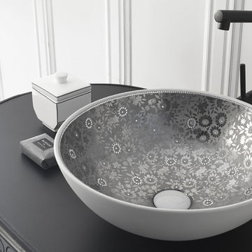 Baroque silver Swarovski vessel sink. Luxury series