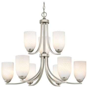 Modern Art Glass Chandelier with Two Tiers and Nine Lights