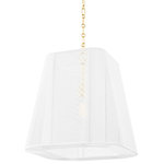 Hudson Valley - Hudson Valley Verona Beach 1-LT Large Pendant 7619-AGB, Aged Brass - Clean and crisp, Verona Beach is the perfect blend of function and beauty. Light flows freely through the natural string shade while the smooth shape and rounded corners bring out the softness. The white nylon string is less dense at the corners, adding a sophistication to the design without losing the natural feel. Available as a flush mount, linear and pendant with aged brass or old bronze finishes.