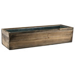 CYS Excel - CYS Excel Natural Wood Rectangle Planter Box With Removable Zinc Liner, 24"x6"x6 - Outer Dimension: Opening-24 Inches X 6 Inches, Height-6 Inches