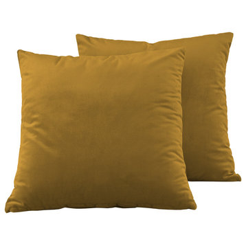 Heritage Plush Velvet Cushion Cover Pair, Aztec Gold, 18w X 18l
