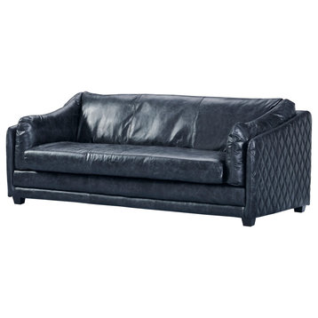 Waco Rustic Modern Top Grain Leather Sofa - Slate