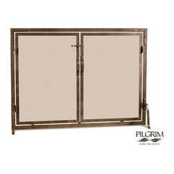 Old World Straight Door Screen in Forged Iron - Fireplace Accessories