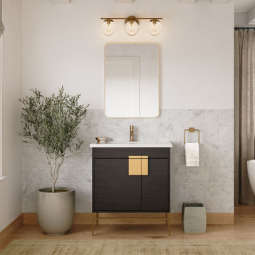 The Lockhart Bathroom Vanity, Single Sink, 30", Black Oak, Freestanding