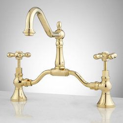 ELNORA BRIDGE BATHROOM FAUCET - CROSS HANDLES - Bathroom Sink Faucets