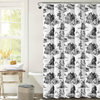 French Country Toile Shower Curtain, White/Charcoal