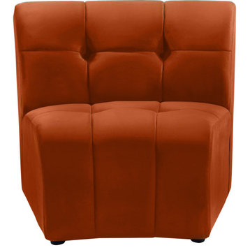Limitless Velvet Upholstered 1-Piece Modular Chair, Cognac