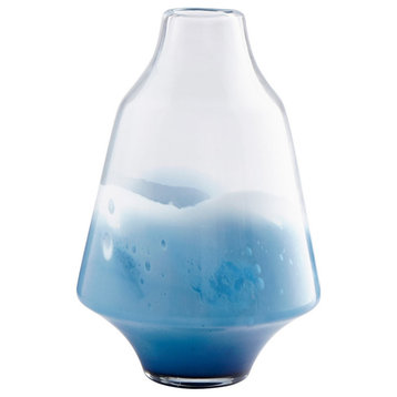 Cyan Large Water Dance Vase, Clear and Cobalt
