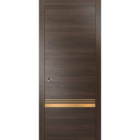 French Pocket Door 28x80 with | Planum 2010 Chocolate Ash | Kit Trims Rail