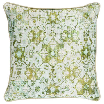 Roxana by Surya Down Fill Pillow, Mint/Lime/Dark Green, 18' x 18'