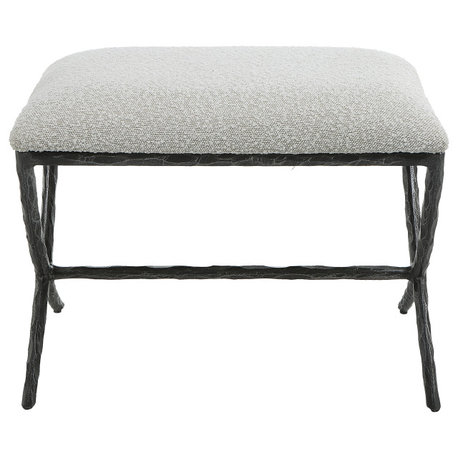 Brisby Gray Fabric Small Bench