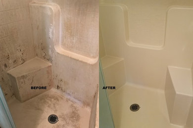 Before and after of shower bathtub