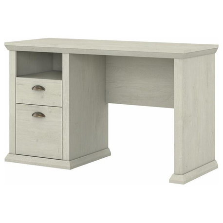 Yorktown 50W Home Office Desk with Storage in Linen White Oak - Engineered Wood