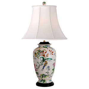 Chinese Porcelain Round Vase Floral Imari Motif Table Lamp 25.5" 