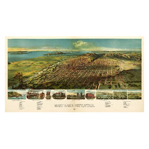 24x36 1875 Brigham City Utah Vintage Old Panoramic City Map
