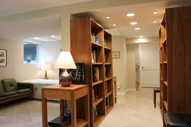 Inspiration for a mid-century modern basement remodel in New York