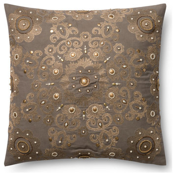 Grey/Gold 22"x22" Decorative Accent Pillow