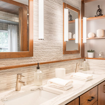 Warm Woody primary bath remodel