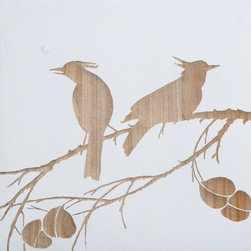 Wood Carved Bird on Branch - Picture Frames