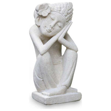 NOVICA Flower Girl And Sandstone Sculpture