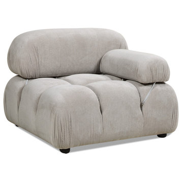 Marcel 36" Modular Modern Lounge Arm Chair, Pebble Gray Corduroy