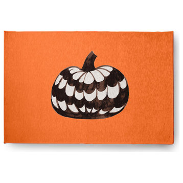 Pumpkin Single Fall Design Chenille Area Rug, Orange, 2'x3'