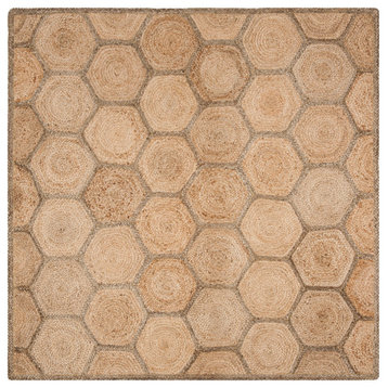 Safavieh Vintage Leather Collection NF882B Rug, Natural/Grey, 4' X 4' Square