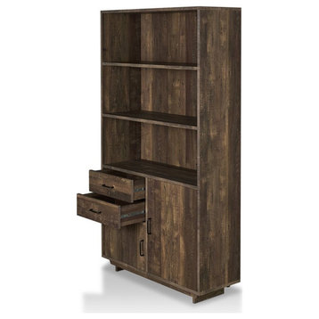 Bowery Hill Transitional Wood 3-Shelf Bookcase in Reclaimed Oak
