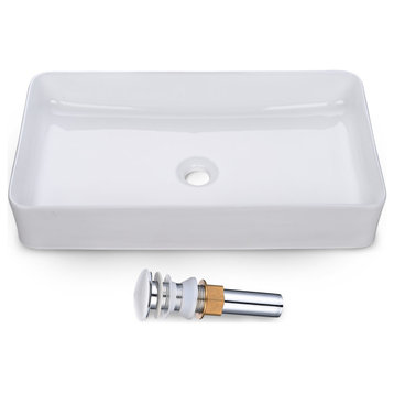 23" x 13" Rectangle Porcelain Ceramic Bathroom Vessel Sink w/ Pop Up Drain