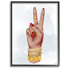 Stupell Industries Elegant Woman's Hand Pose with Fashion Tattoo Black Framed Giclee, 11 x 14