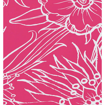 18"x14" Zentangle 4, Floral Print Placemats, Set of 4, Pink